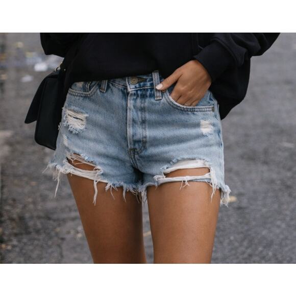 Levi's Pants - Levi’s 501 Distressed Denim Shorts High Rise Light Wash Cutoff 25